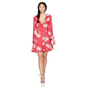 BILLABONG Mini Coral Floral Wrap Long Sleeve Dress